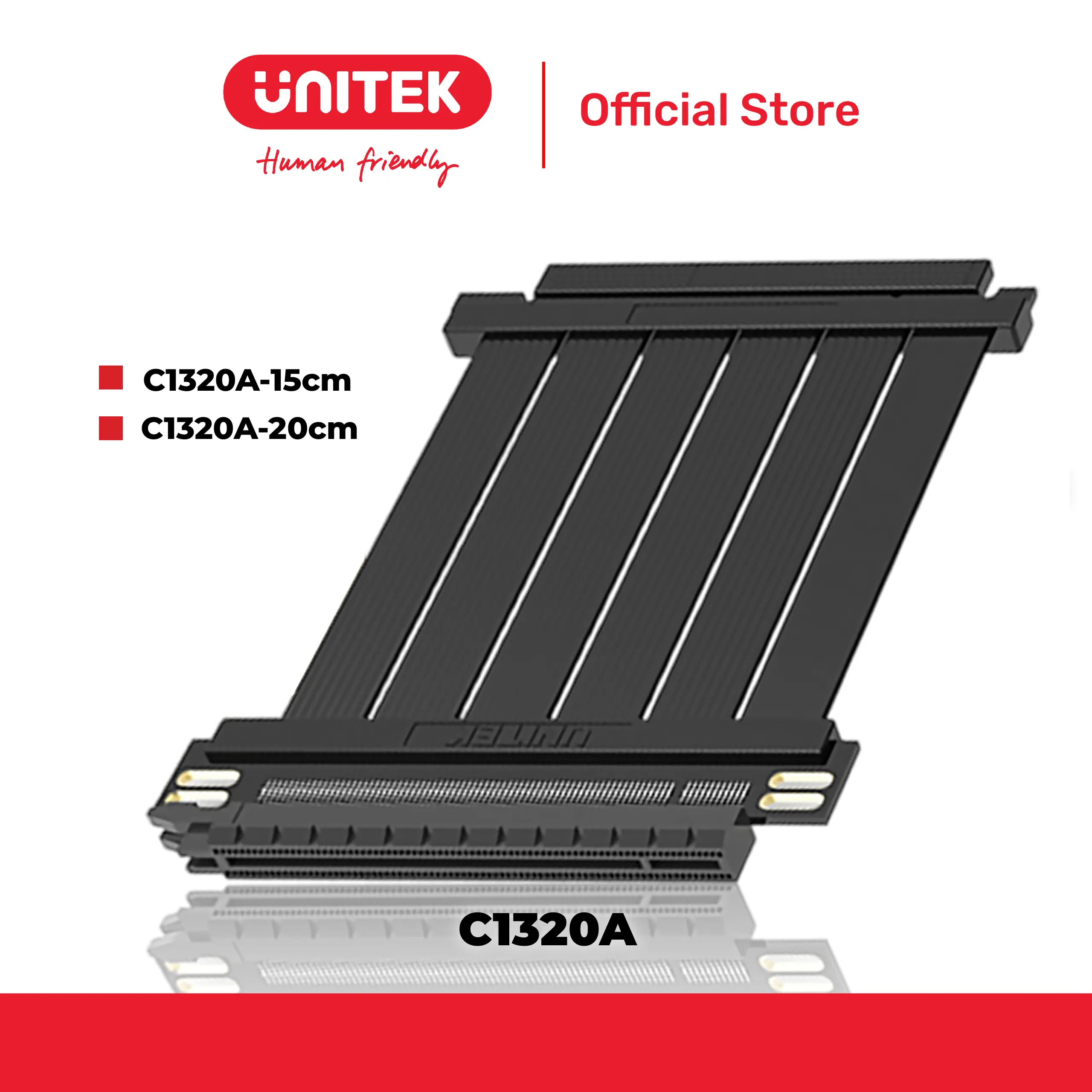 Cáp Nối Riser Card PCIe 4.0 X16 (180°-180°) 10CM UNITEK C1320A