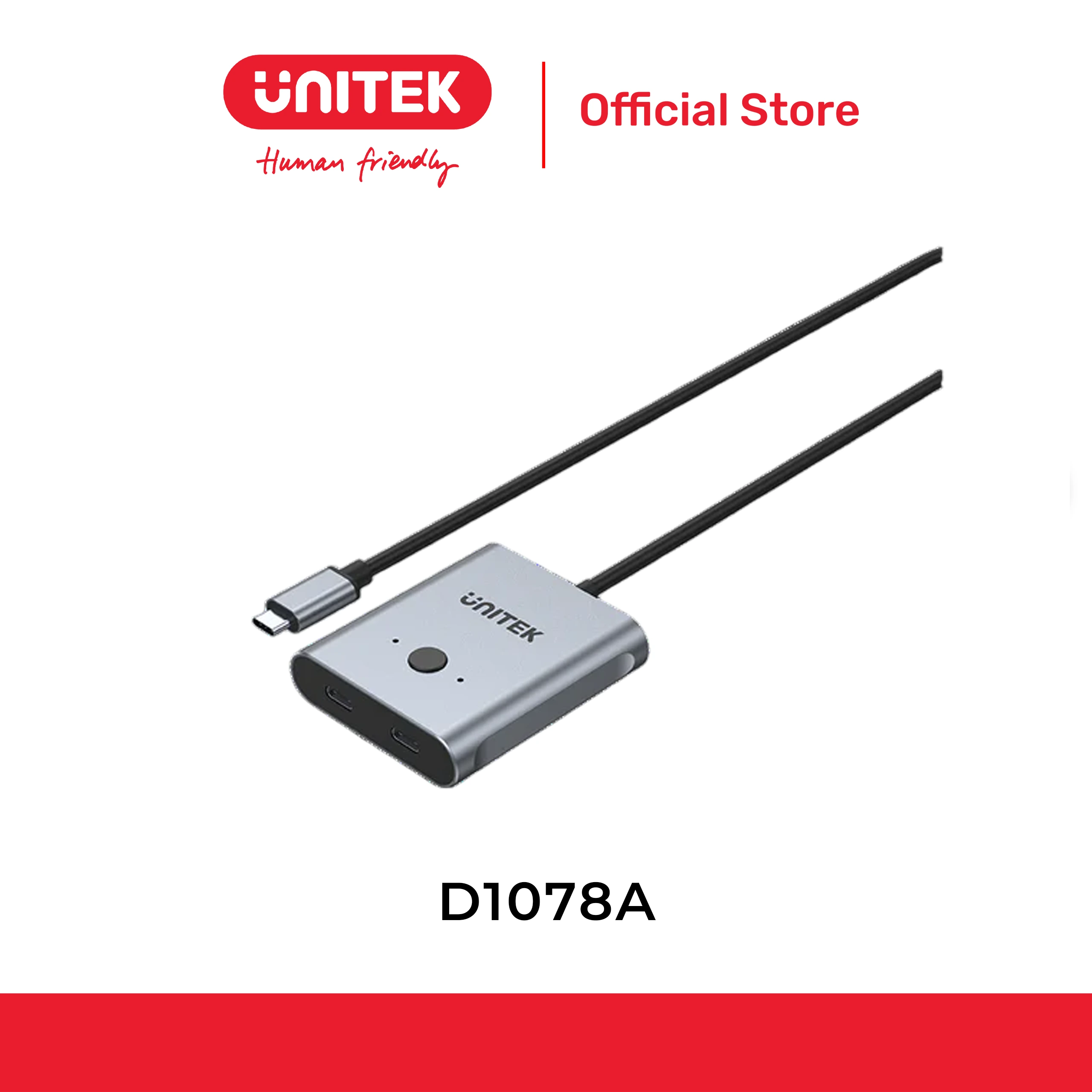Bộ chuyển đổi 2 cổng Type-C có công tắc 2 chiều dài 0.5M UNITEK D1078A