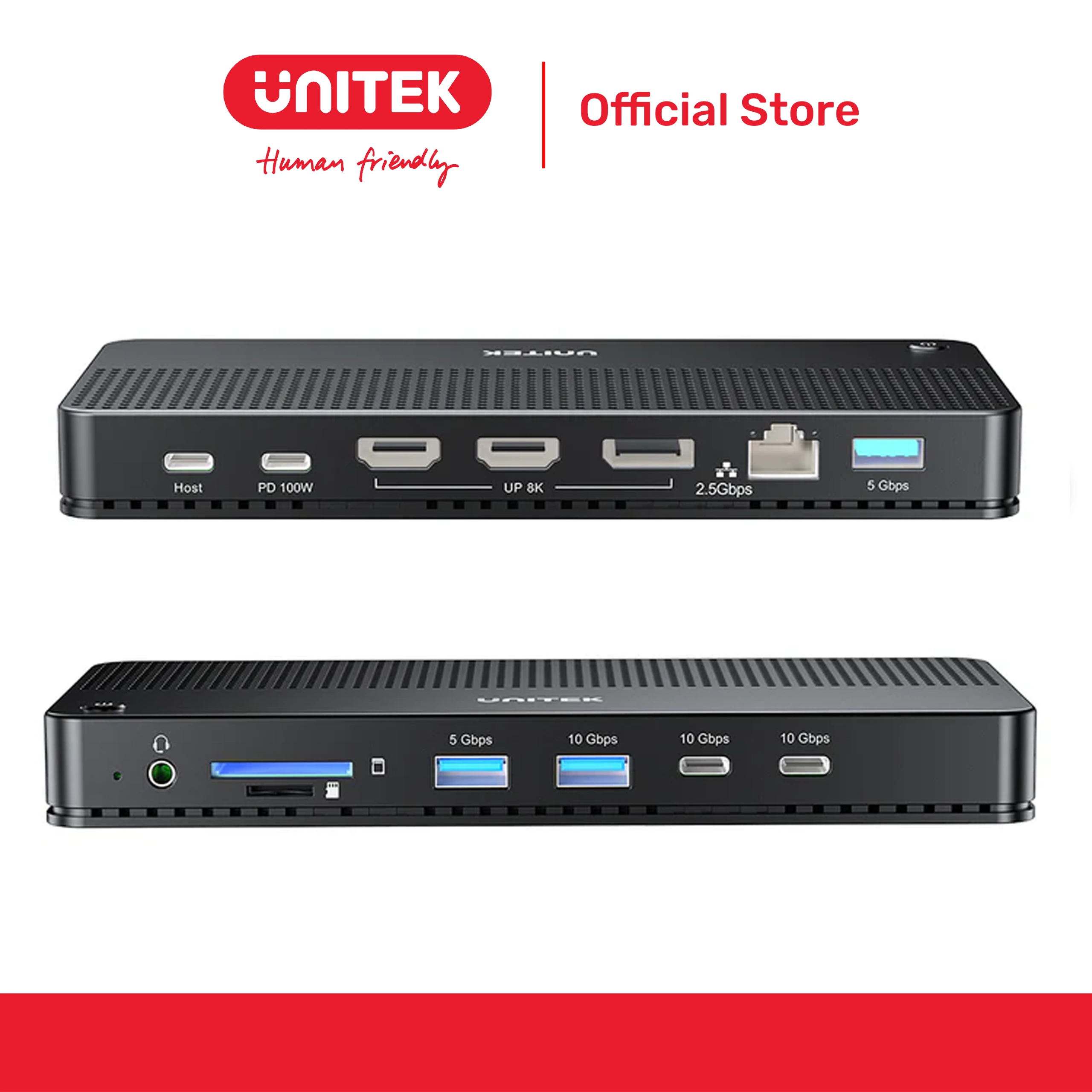 Dock Type-C HDMI 8K@30Hz với 100W PD UNITEK D1104A01