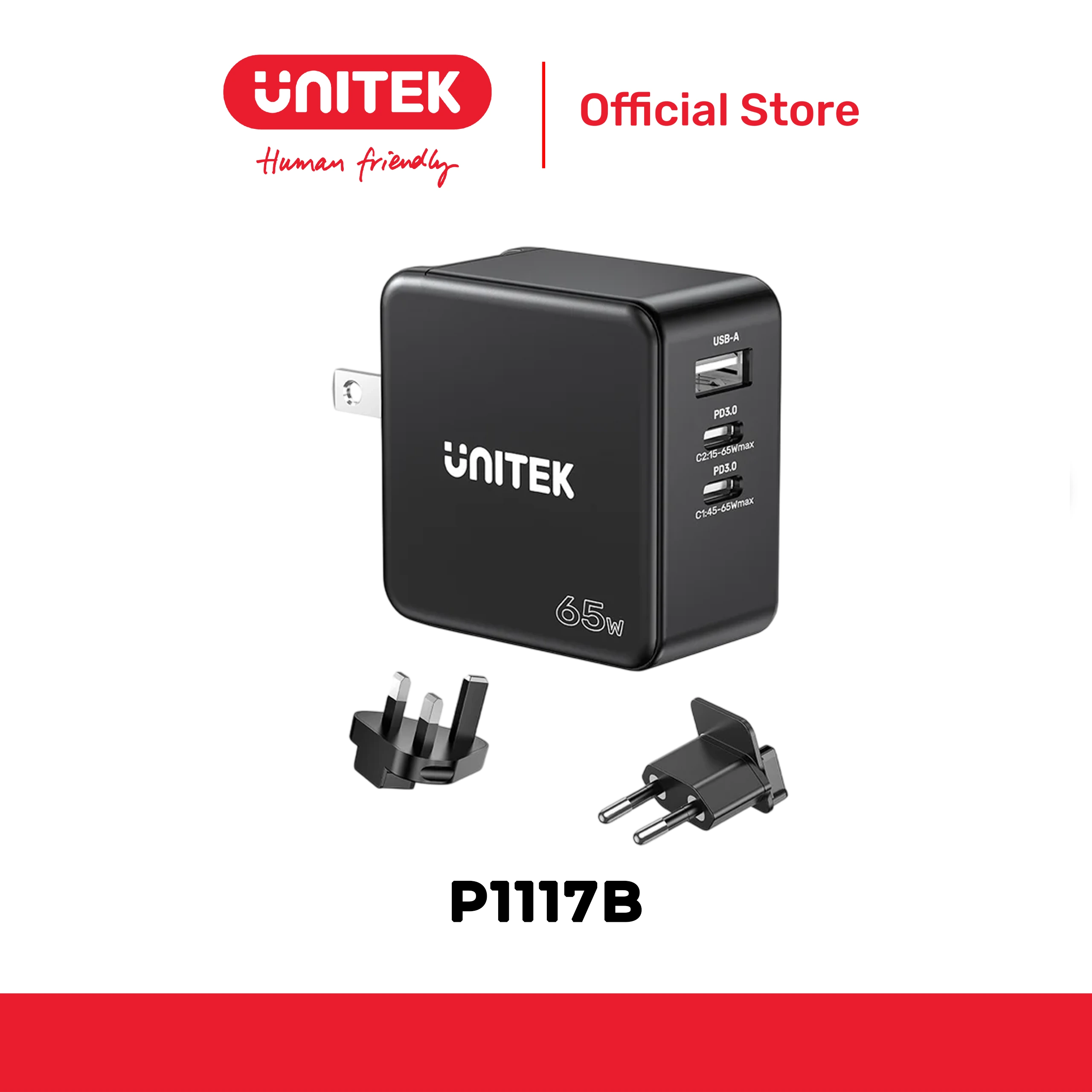 Dock sạc 65W GaN Wall UNITEK P1117B
