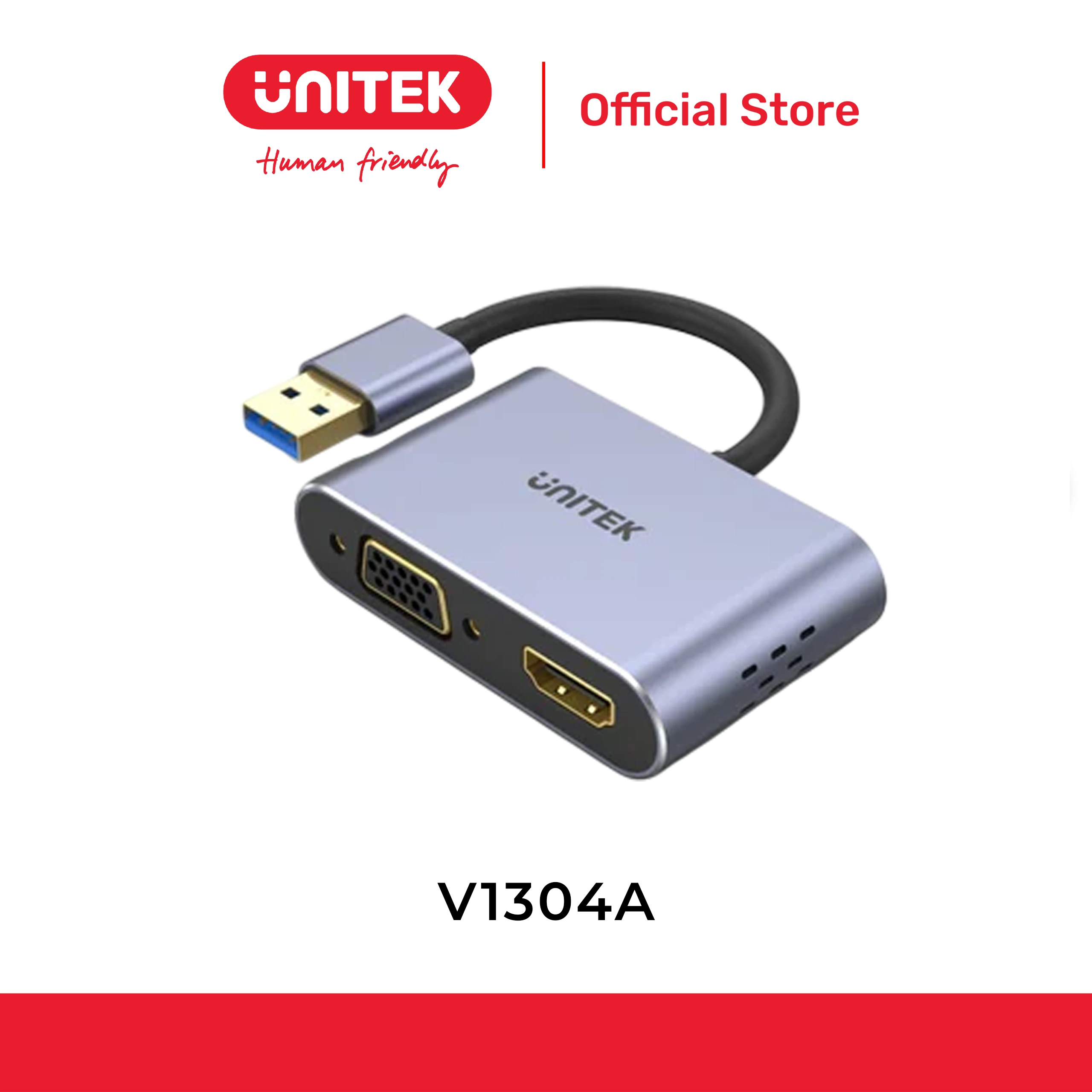 Bộ chuyển đổi 2 cổng USB 3.0 -> HDMI 1080p@60Hz + VGA UNITEK V1304A